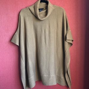 New York & Company | Tan Cowl Neck Poncho OS